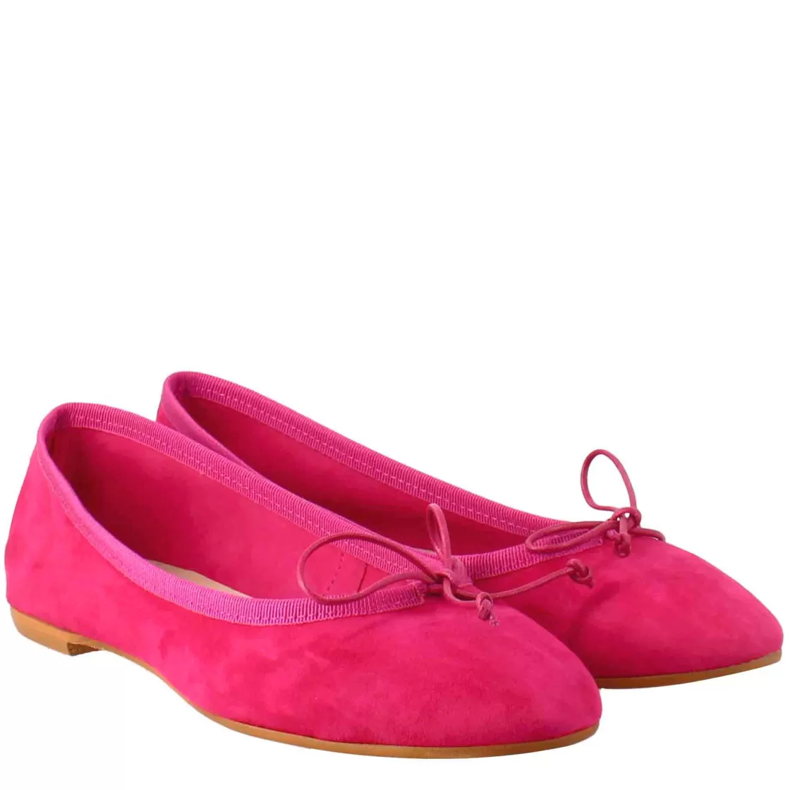 Store Leonardo Shoes Ballerine Leggere Da Donna Color In Camoscio Sfoderate Fuxia