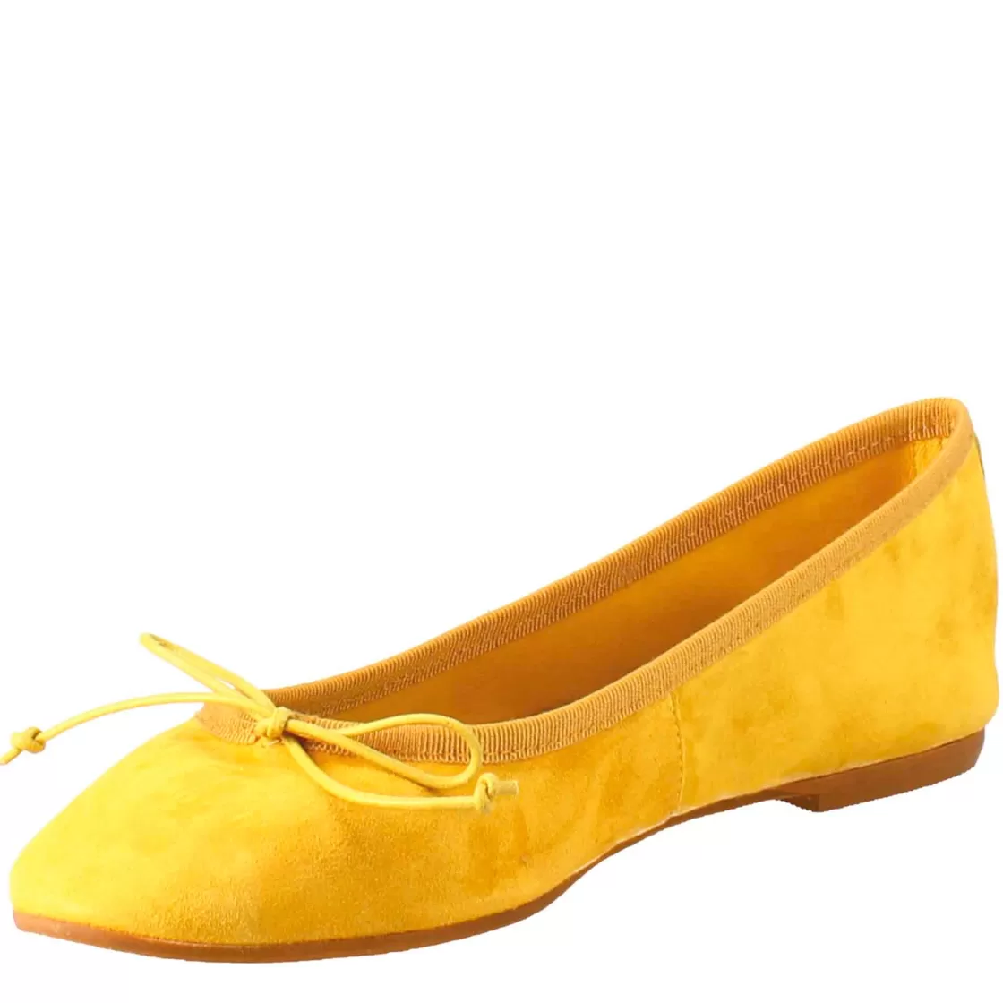 Shop Leonardo Shoes Ballerine Leggere Da Donna Color In Camoscio Sfoderate Giallo