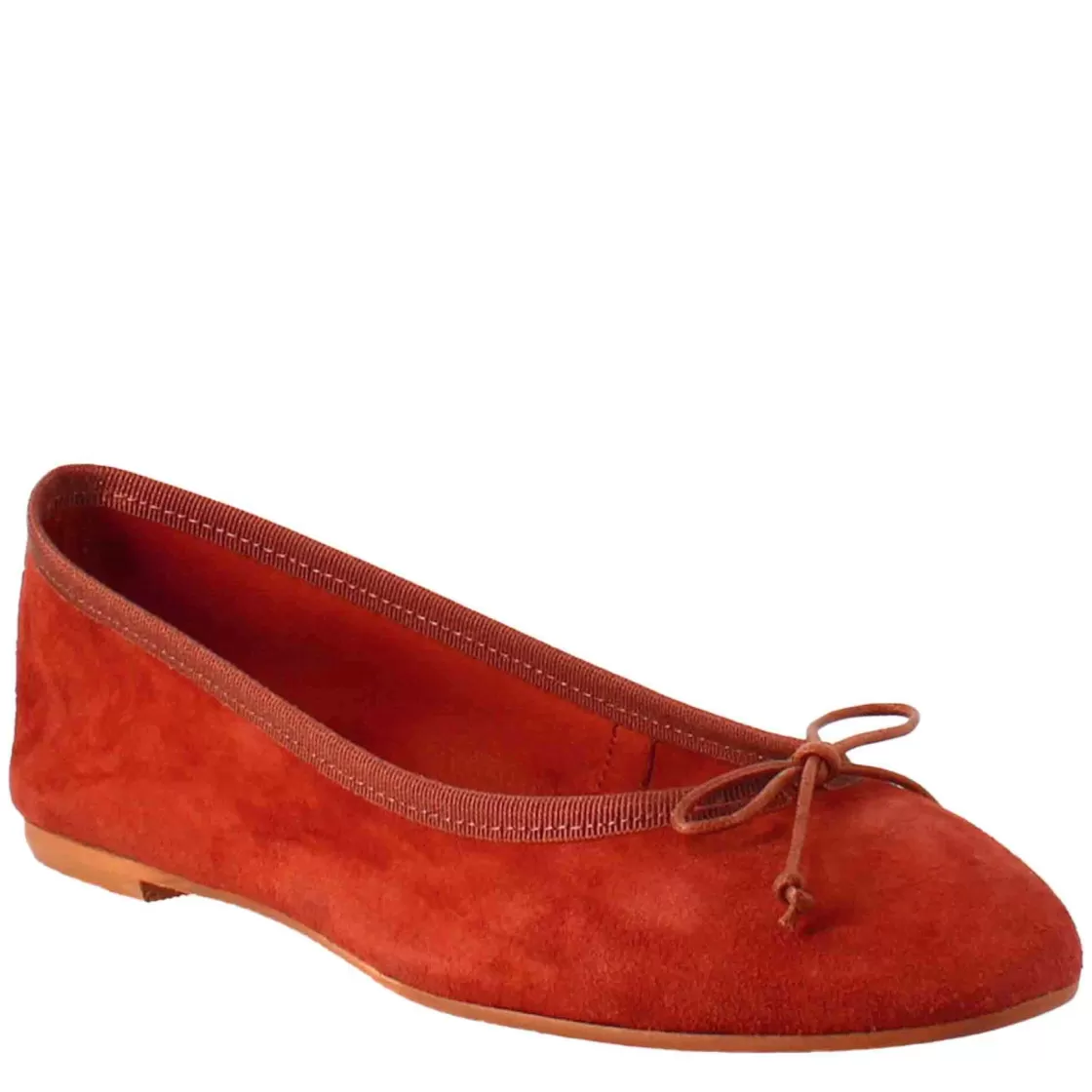 Online Leonardo Shoes Ballerine Leggere Da Donna Color Mattone In In Camoscio Sfoderate Rosso