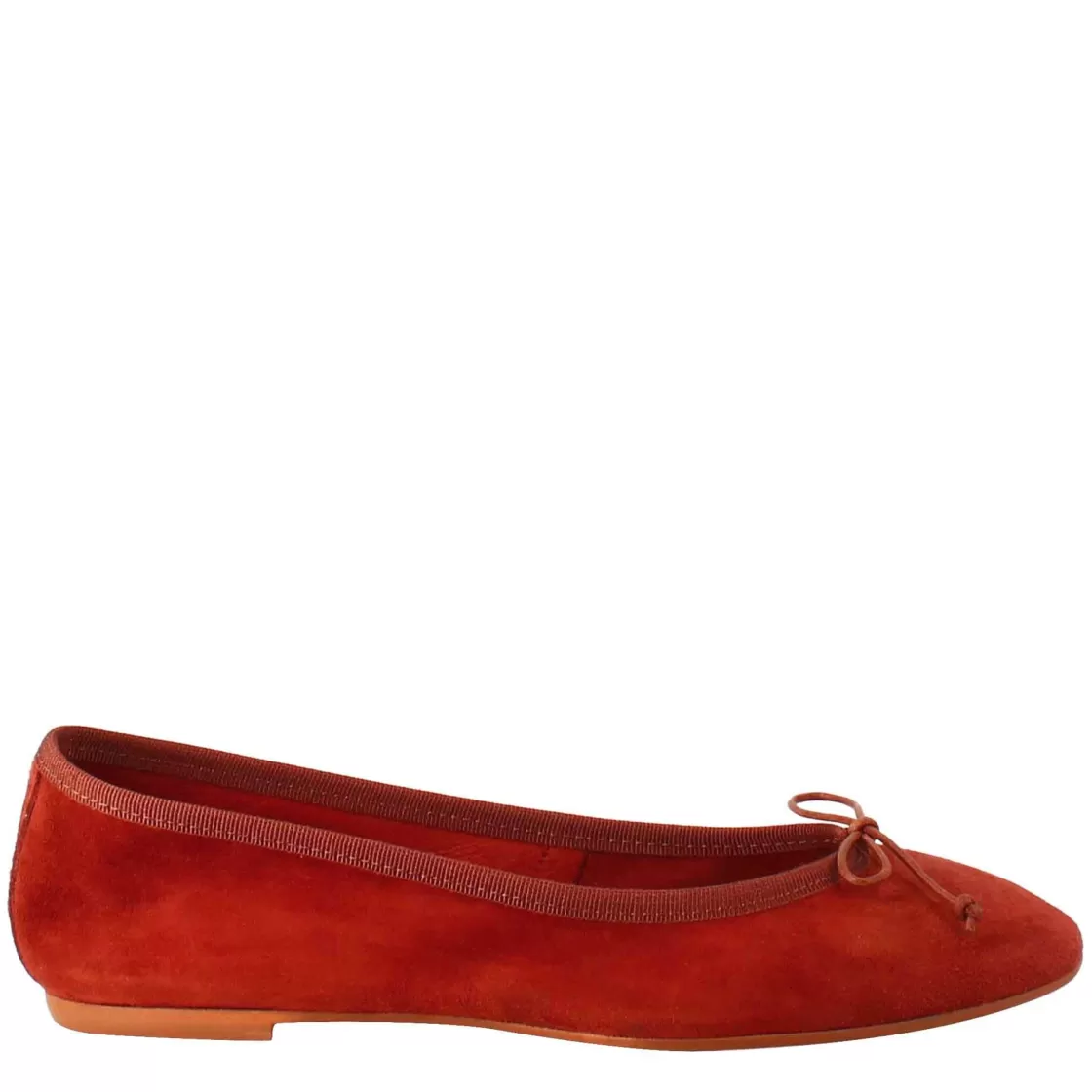 Online Leonardo Shoes Ballerine Leggere Da Donna Color Mattone In In Camoscio Sfoderate Rosso