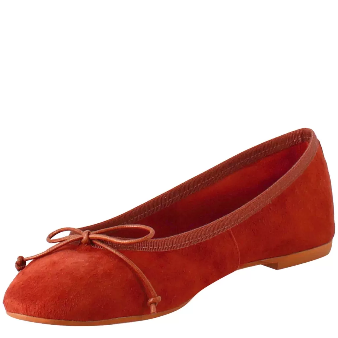 Online Leonardo Shoes Ballerine Leggere Da Donna Color Mattone In In Camoscio Sfoderate Rosso