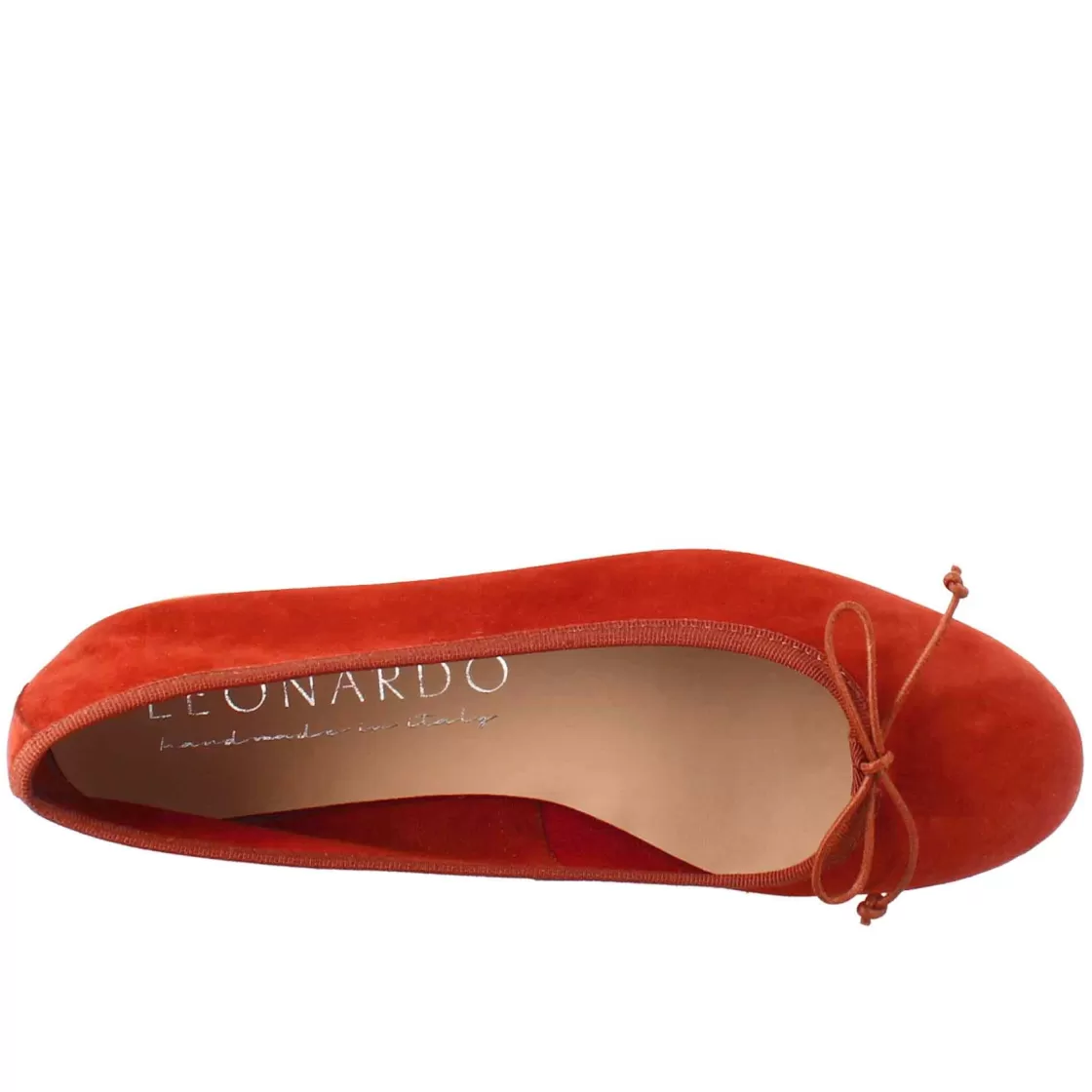 Online Leonardo Shoes Ballerine Leggere Da Donna Color Mattone In In Camoscio Sfoderate Rosso
