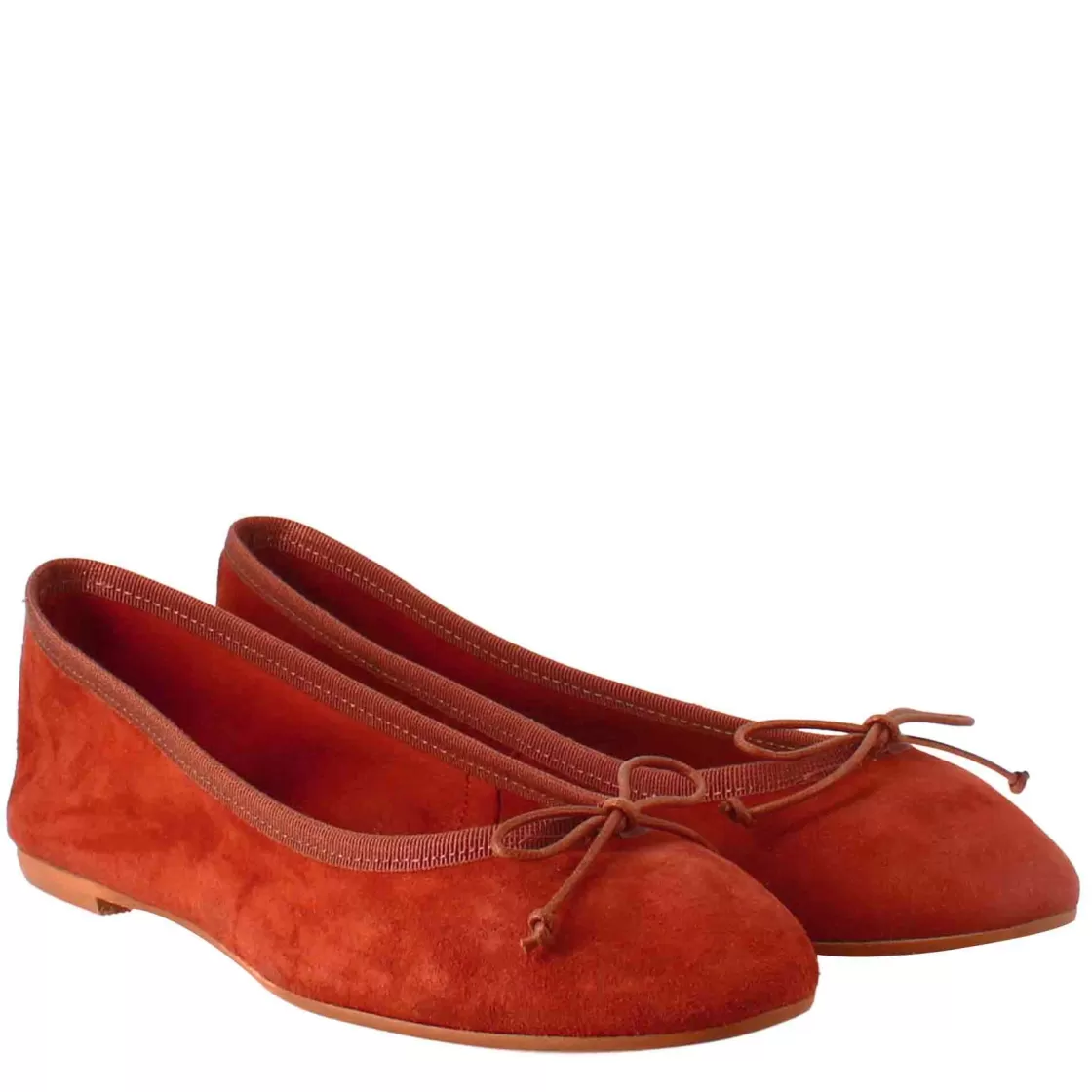 Online Leonardo Shoes Ballerine Leggere Da Donna Color Mattone In In Camoscio Sfoderate Rosso