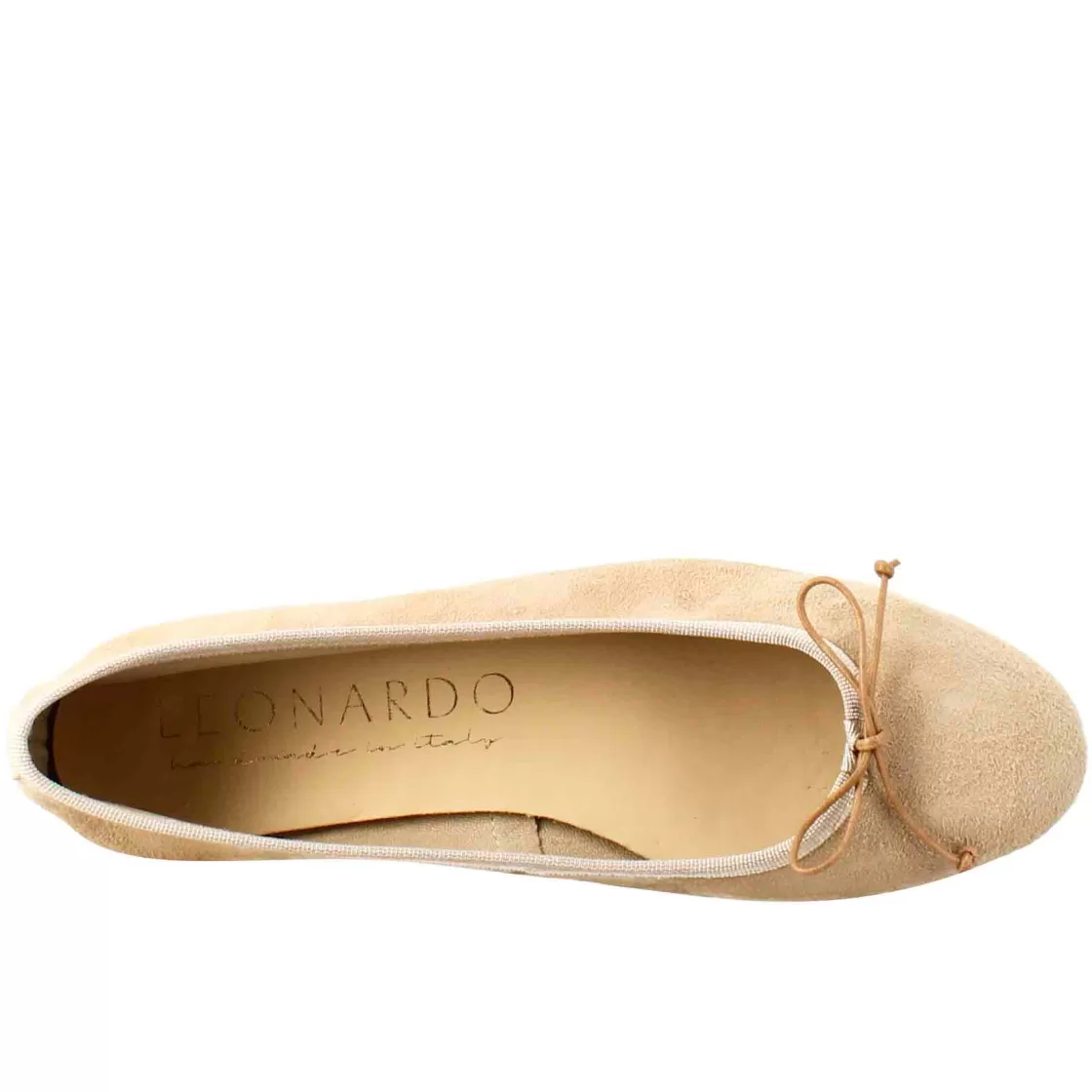 Outlet Leonardo Shoes Ballerine Leggere Da Donna Color Taupe In Camoscio Sfoderate Beige