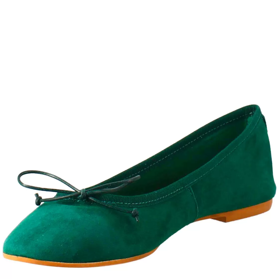 Shop Leonardo Shoes Ballerine Leggere Da Donna Color In Camoscio Sfoderate Verde