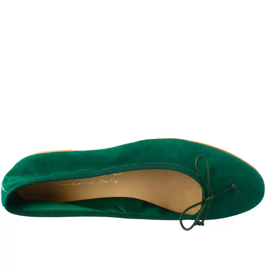Shop Leonardo Shoes Ballerine Leggere Da Donna Color In Camoscio Sfoderate Verde