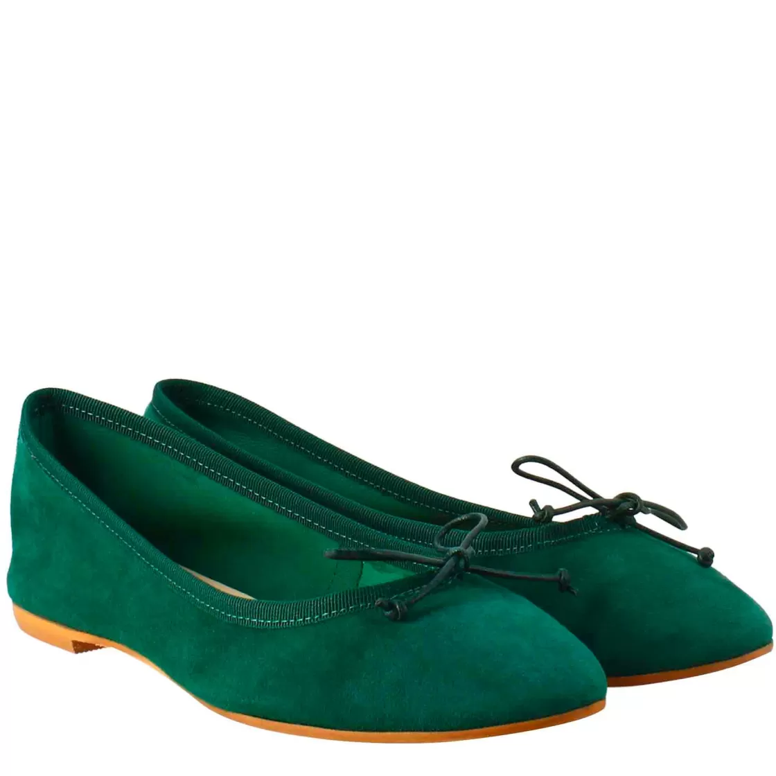 Shop Leonardo Shoes Ballerine Leggere Da Donna Color In Camoscio Sfoderate Verde