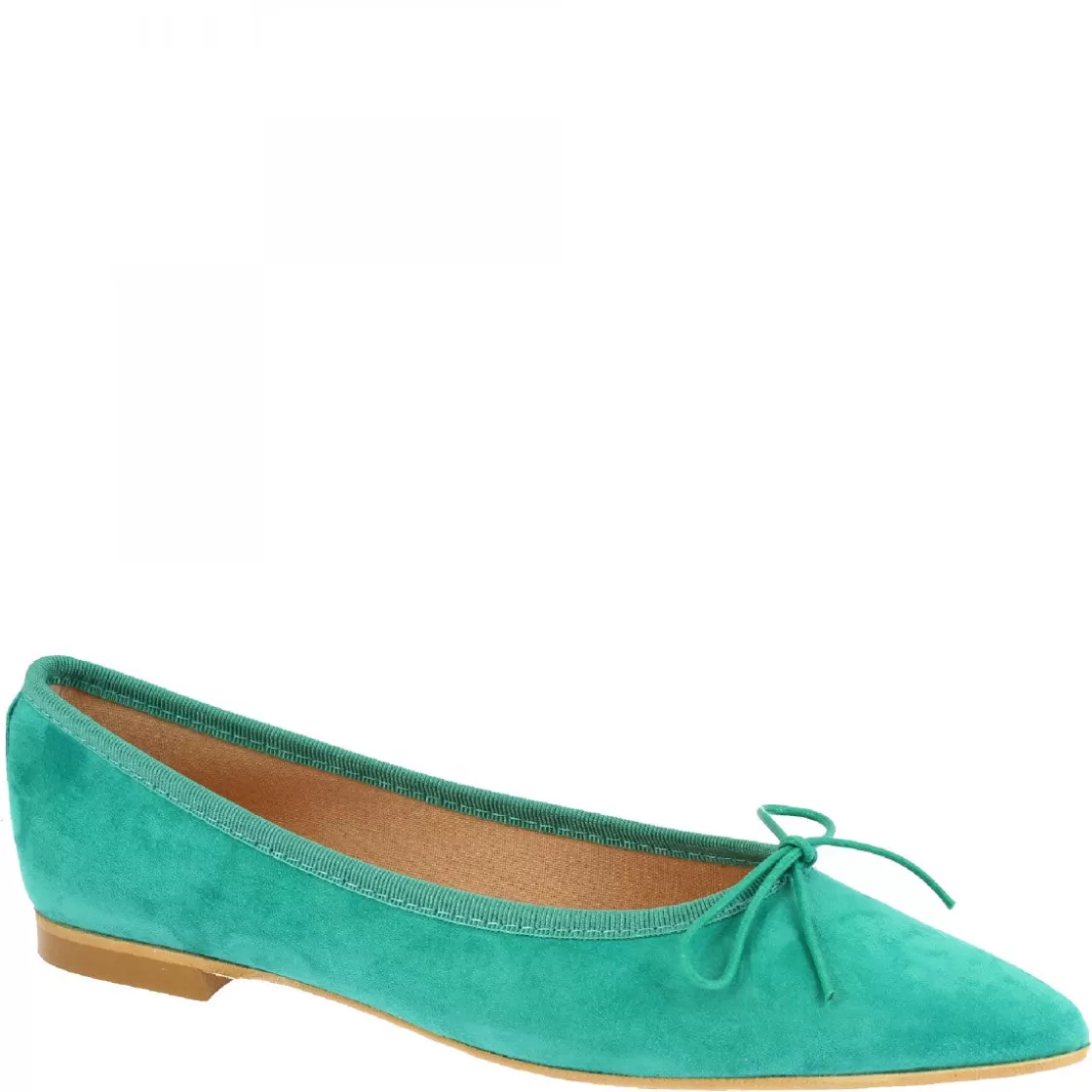 Discount Leonardo Shoes Ballerine Slip-on A Punta Da Donna Fatte A Mano In Pelle Di Camoscio Turchese Celeste