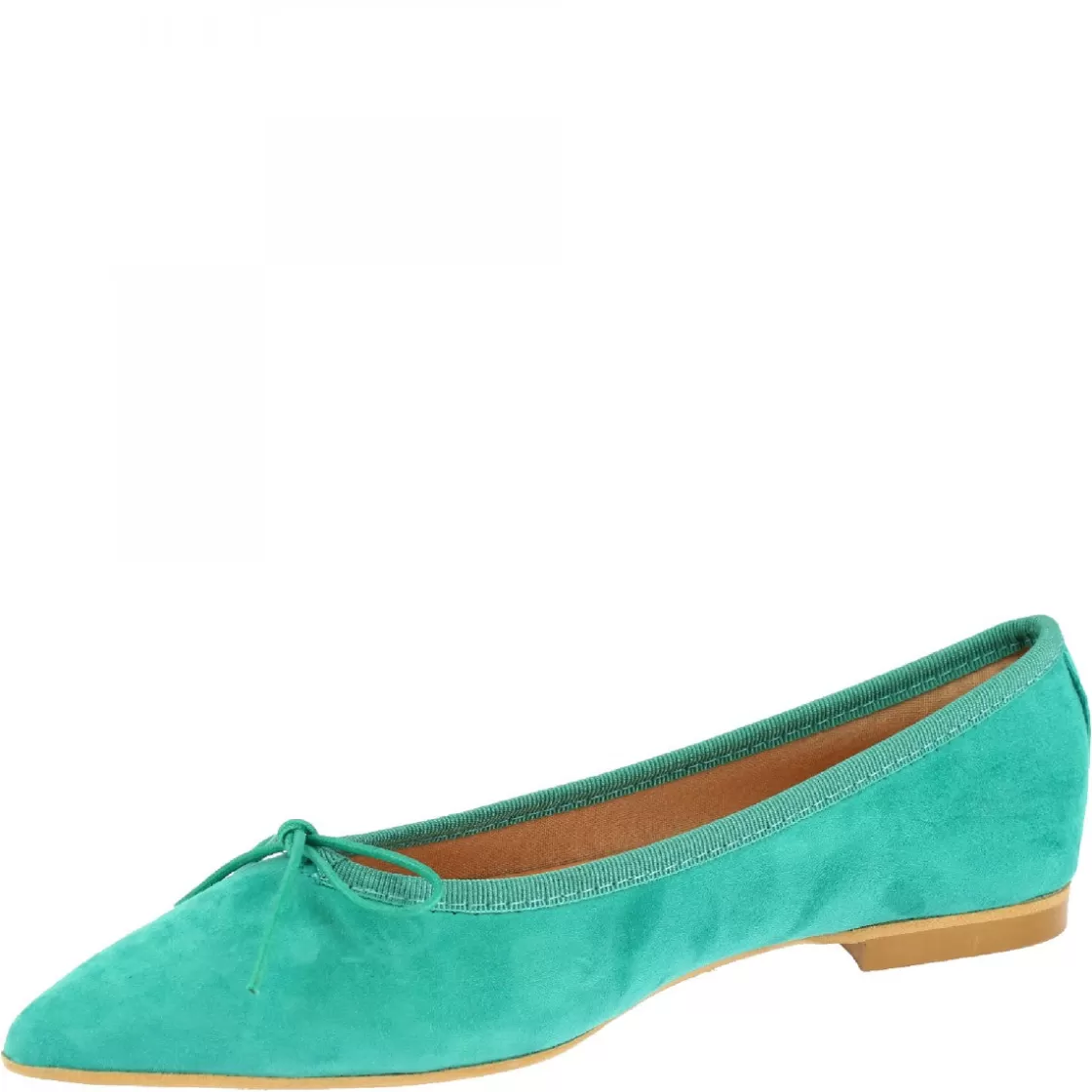 Discount Leonardo Shoes Ballerine Slip-on A Punta Da Donna Fatte A Mano In Pelle Di Camoscio Turchese Celeste