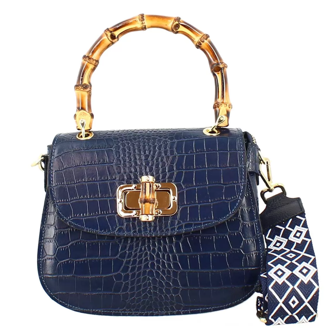 Store Leonardo Shoes Borsa A Mano Artigianale Da Donna In Pelle Con Tracolla Rimovibile Blu