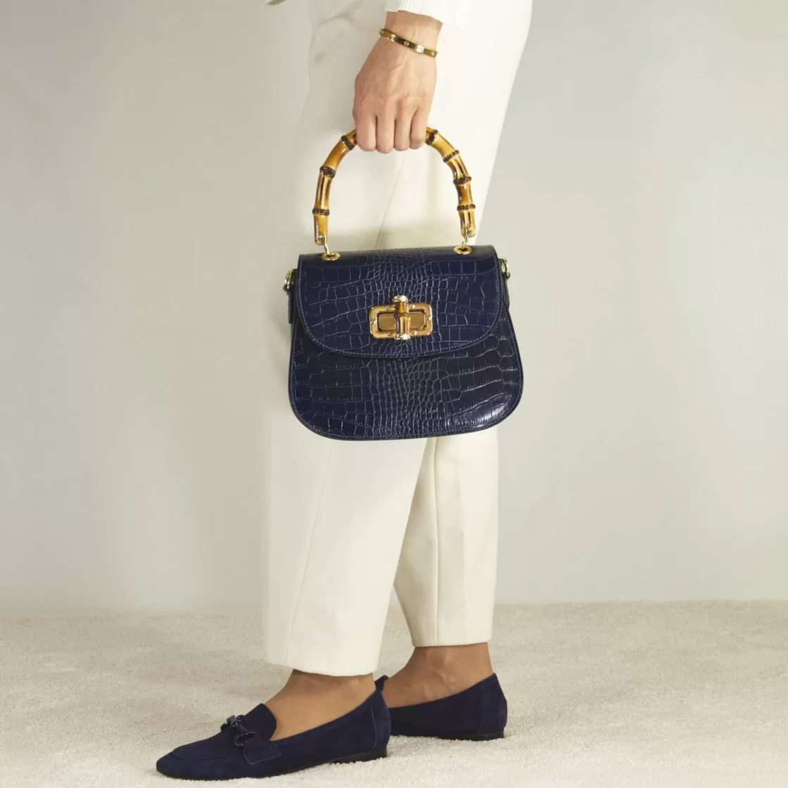 Store Leonardo Shoes Borsa A Mano Artigianale Da Donna In Pelle Con Tracolla Rimovibile Blu