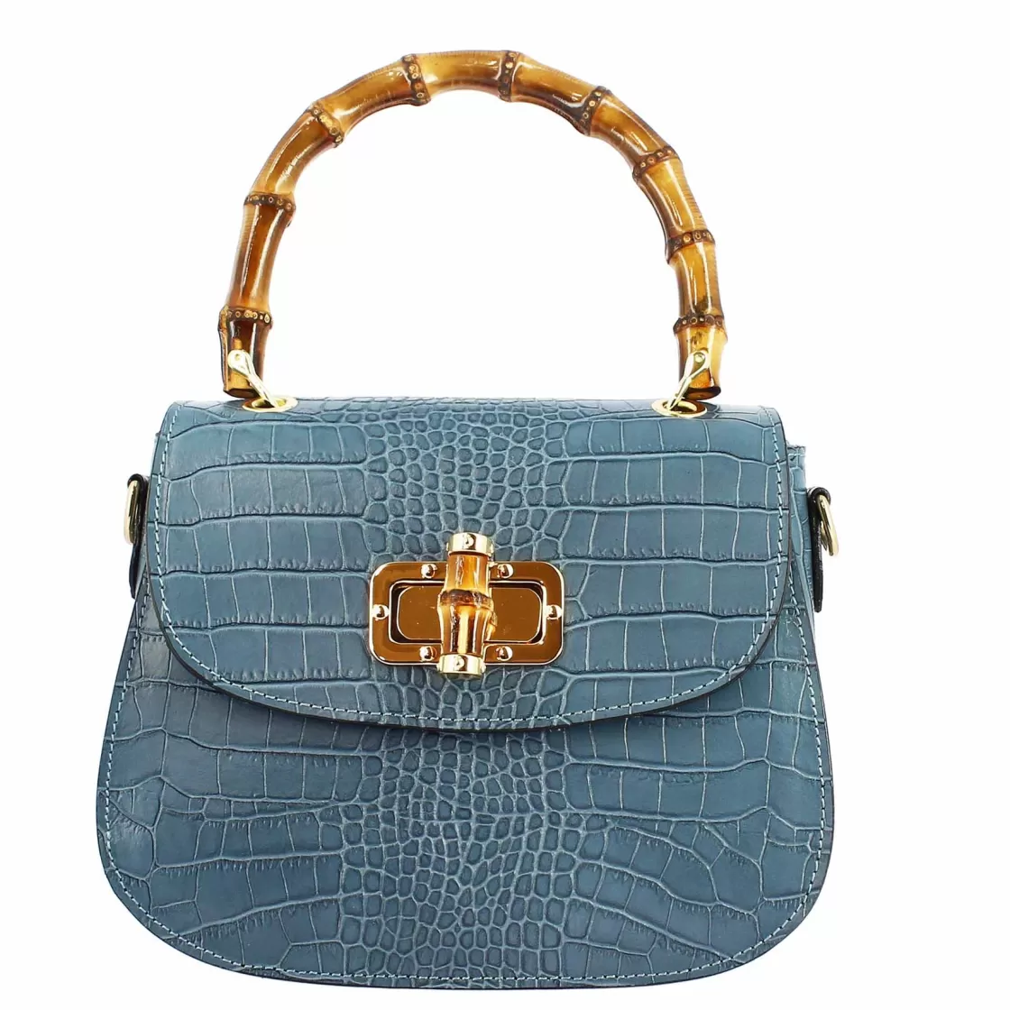 Clearance Leonardo Shoes Borsa A Mano Artigianale Da Donna In Pelle Celeste Con Tracolla Rimovibile Azzurro