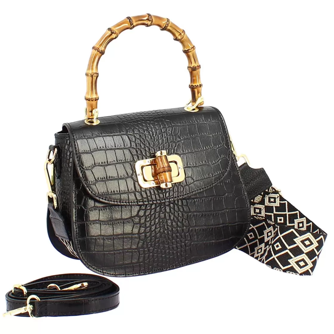 Discount Leonardo Shoes Borsa A Mano Artigianale Da Donna In Pelle Nera Con Tracolla Rimovibile Nero