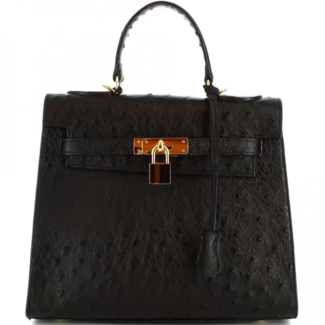 Discount Leonardo Shoes Borsa A Mano Con Tracolla Da Donna Artigianale In Pelle Di Struzzo Nera Nero