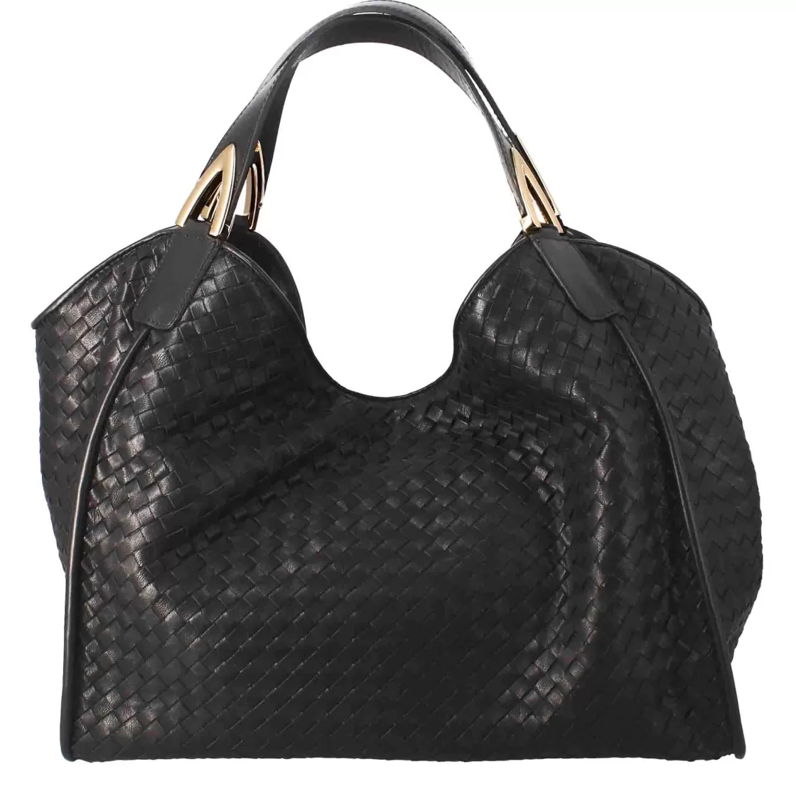 Outlet Leonardo Shoes Borsa A Mano Da Donna Artigianale In Pelle Intrecciata Colore Nero