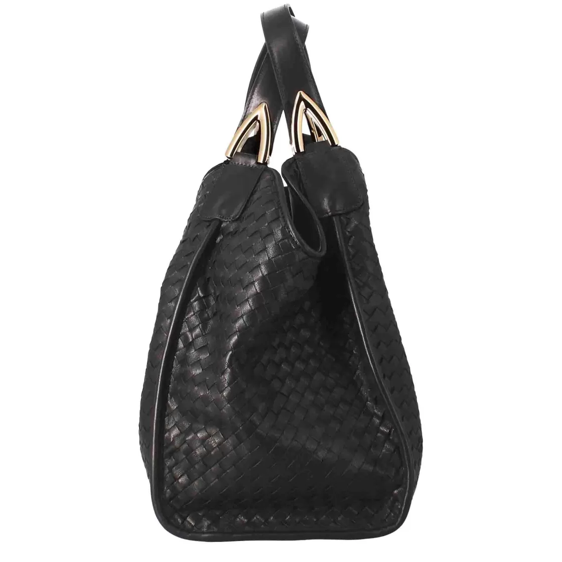 Outlet Leonardo Shoes Borsa A Mano Da Donna Artigianale In Pelle Intrecciata Colore Nero