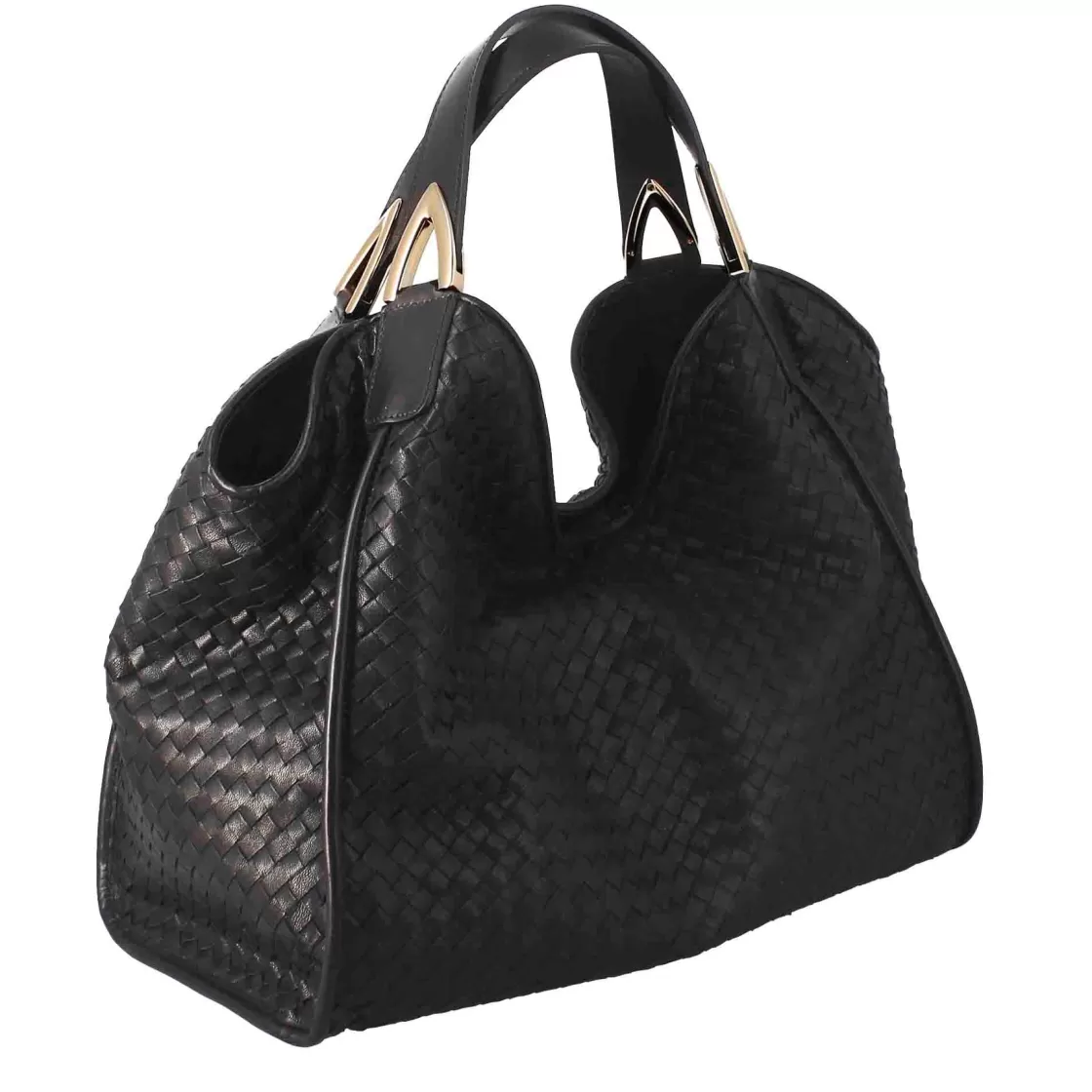 Outlet Leonardo Shoes Borsa A Mano Da Donna Artigianale In Pelle Intrecciata Colore Nero