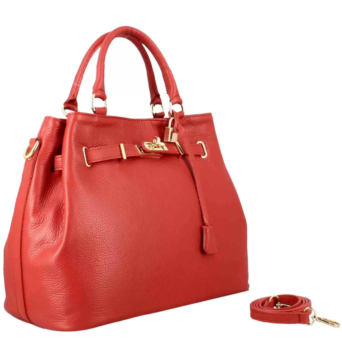 Shop Leonardo Shoes Borsa A Mano Frida In Pelle Con Tracolla Rimovibile Colore Rosso