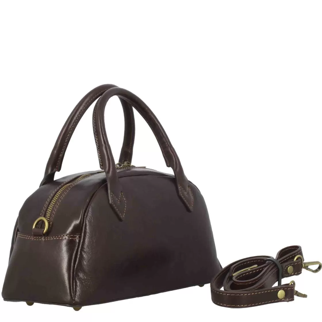 Best Sale Leonardo Shoes Borsa A Mano Tulia Bauletto Da Donna In Pelle Colore Marrone Scuro