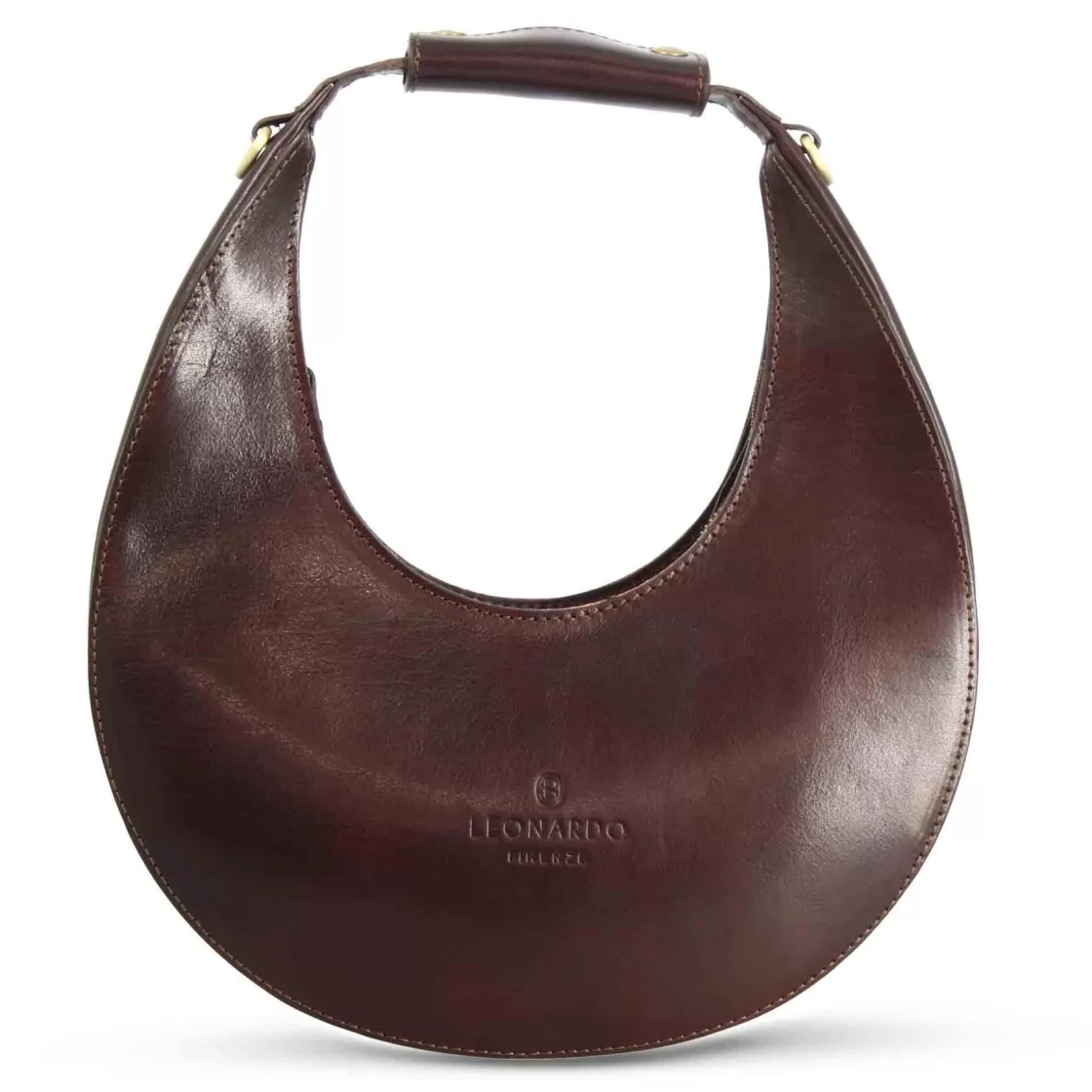 Sale Leonardo Shoes Borsa A Spalla Olimpia Da Donna In Pelle Colore Marrone Scuro