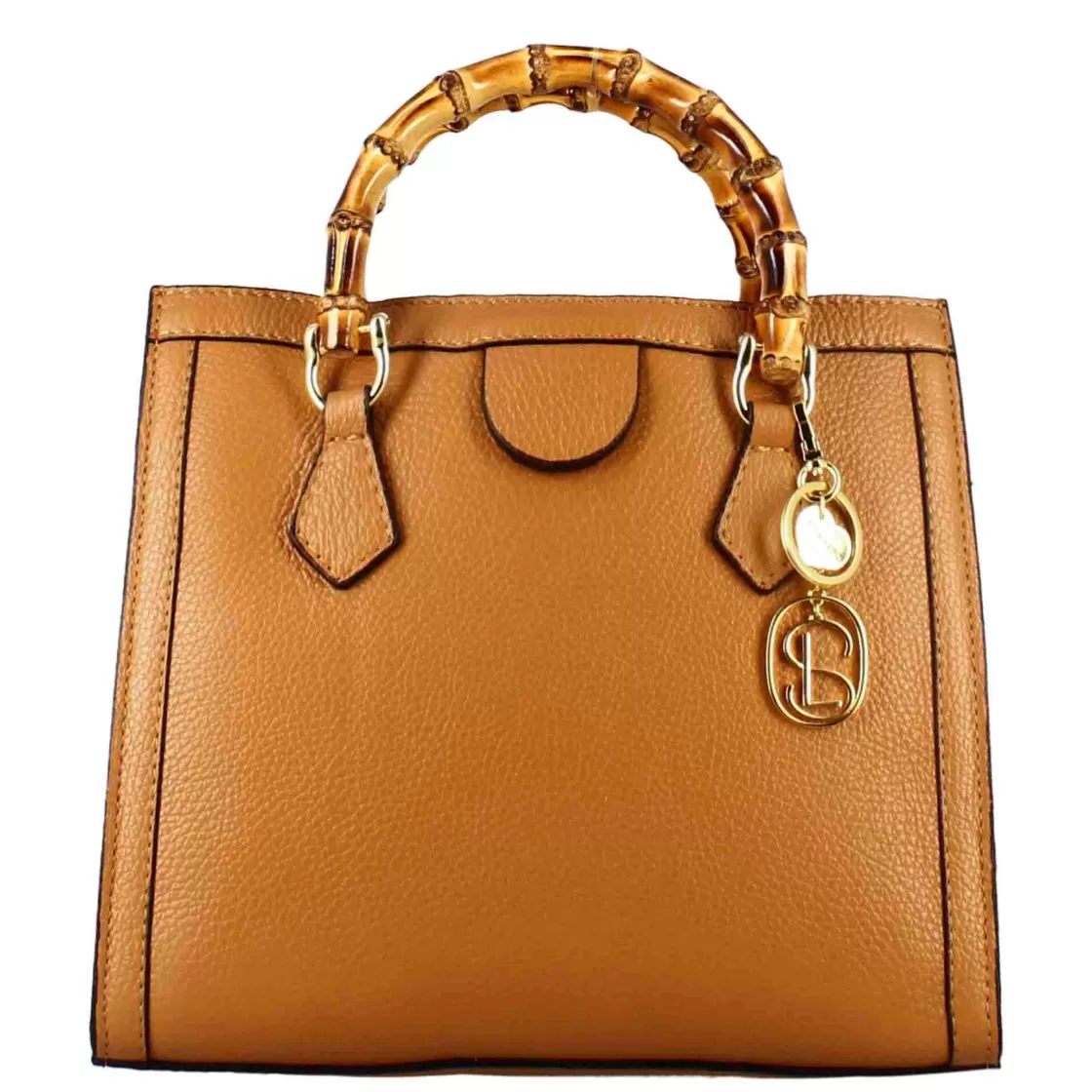 Best Sale Leonardo Shoes Borsa Bamboo Da Donna In Pelle Colore Con Manici In Legno E Tracolla Marrone