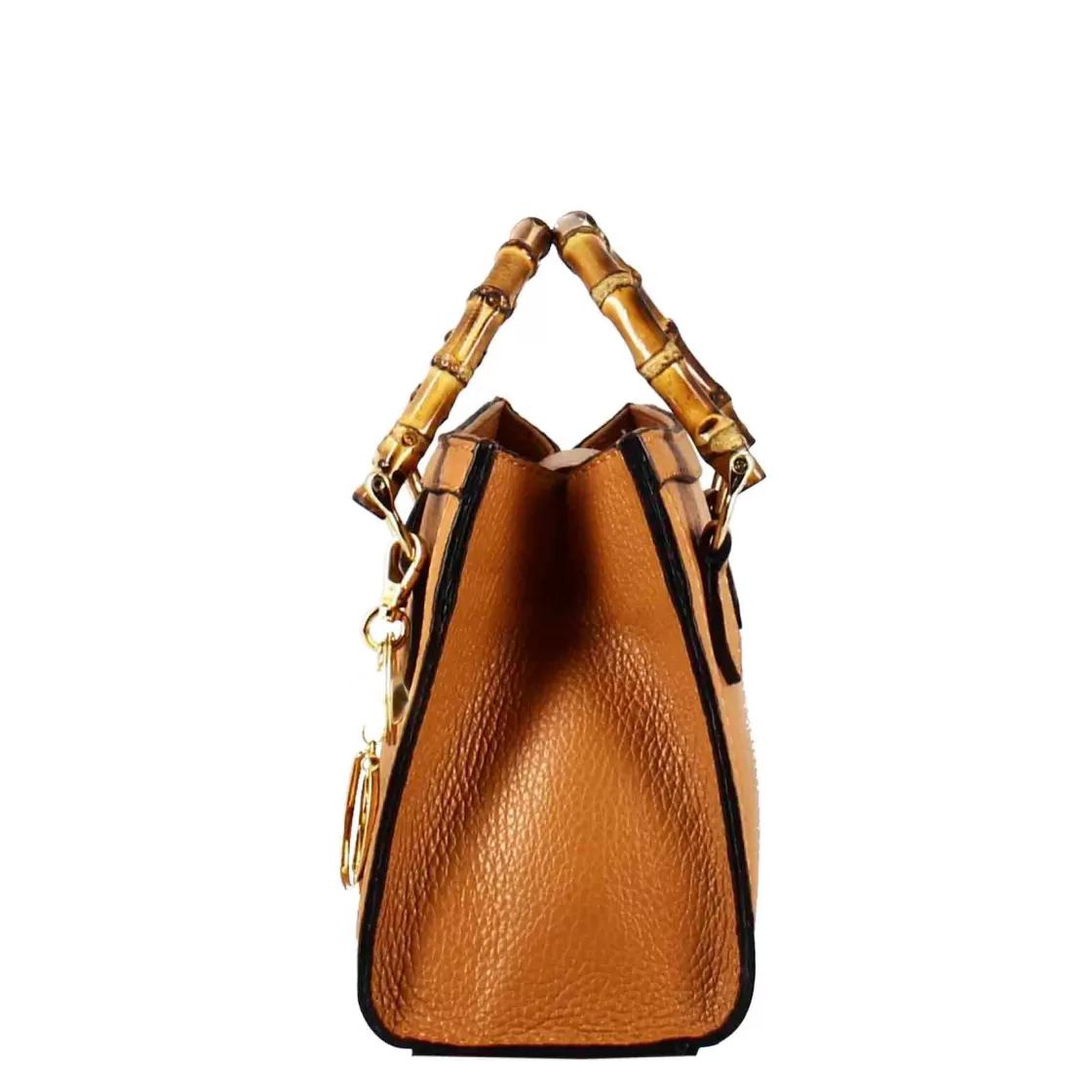 Best Sale Leonardo Shoes Borsa Bamboo Da Donna In Pelle Colore Con Manici In Legno E Tracolla Marrone