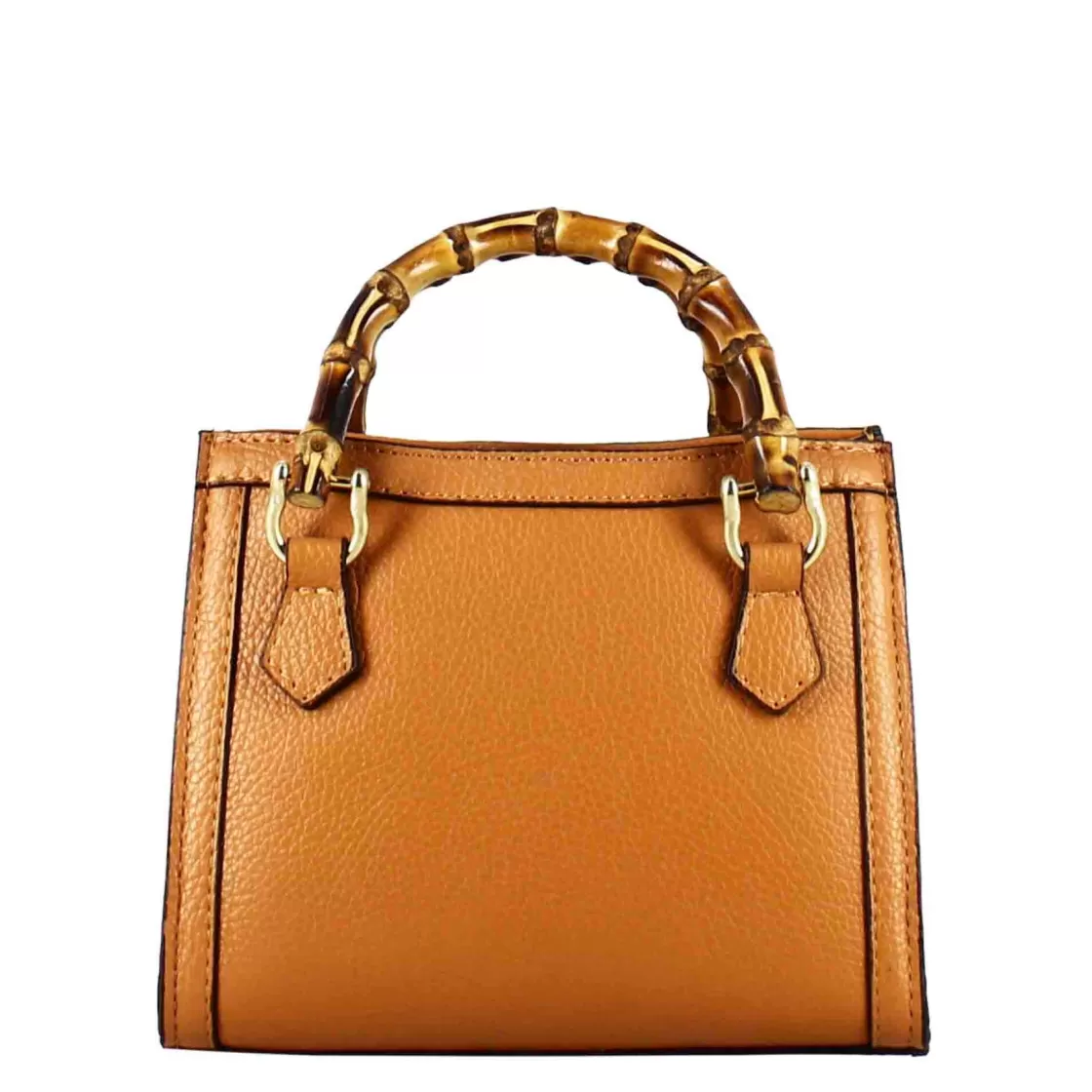 Best Sale Leonardo Shoes Borsa Bamboo Da Donna In Pelle Colore Con Manici In Legno E Tracolla Marrone