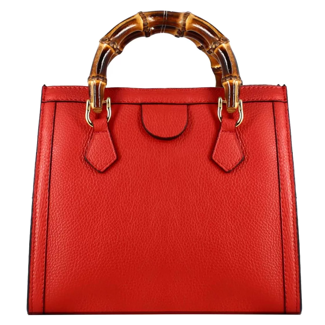Cheap Leonardo Shoes Borsa Bamboo Da Donna In Pelle Colore Con Manici In Legno E Tracolla Rosso