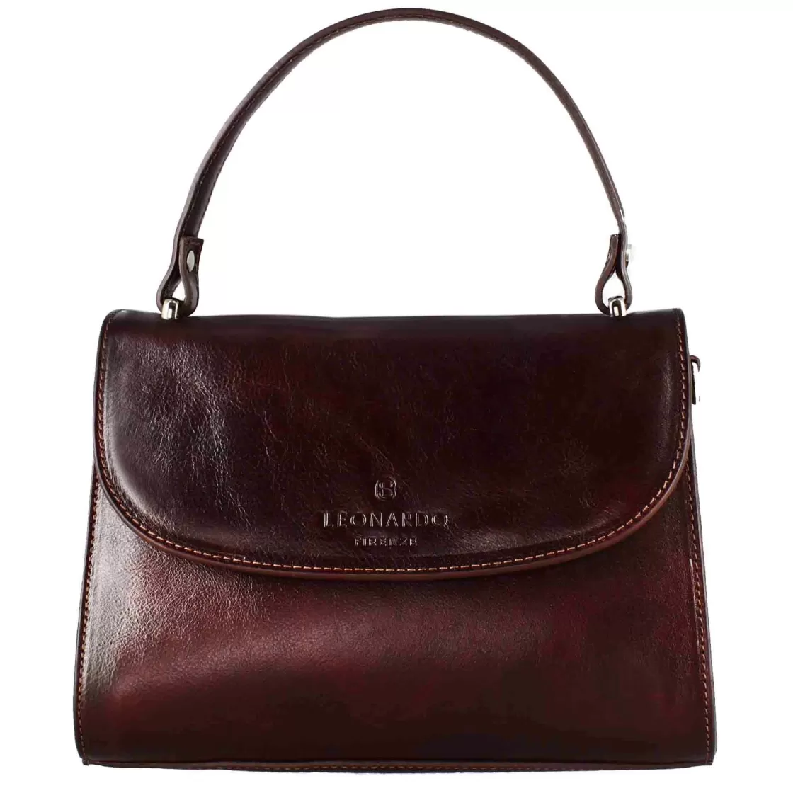 Cheap Leonardo Shoes Borsa Lucrezia Bauletto Da Donna Classica In Pelle Liscia Colore Marrone Scuro