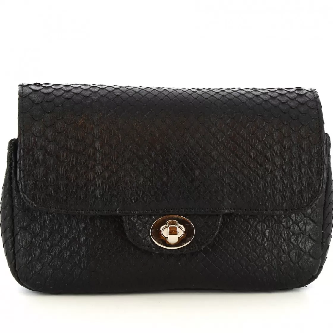 Cheap Leonardo Shoes Borsa Pochette Con Tracolla Da Donna Fatta A Mano In Pelle Di Pitone Nera Nero
