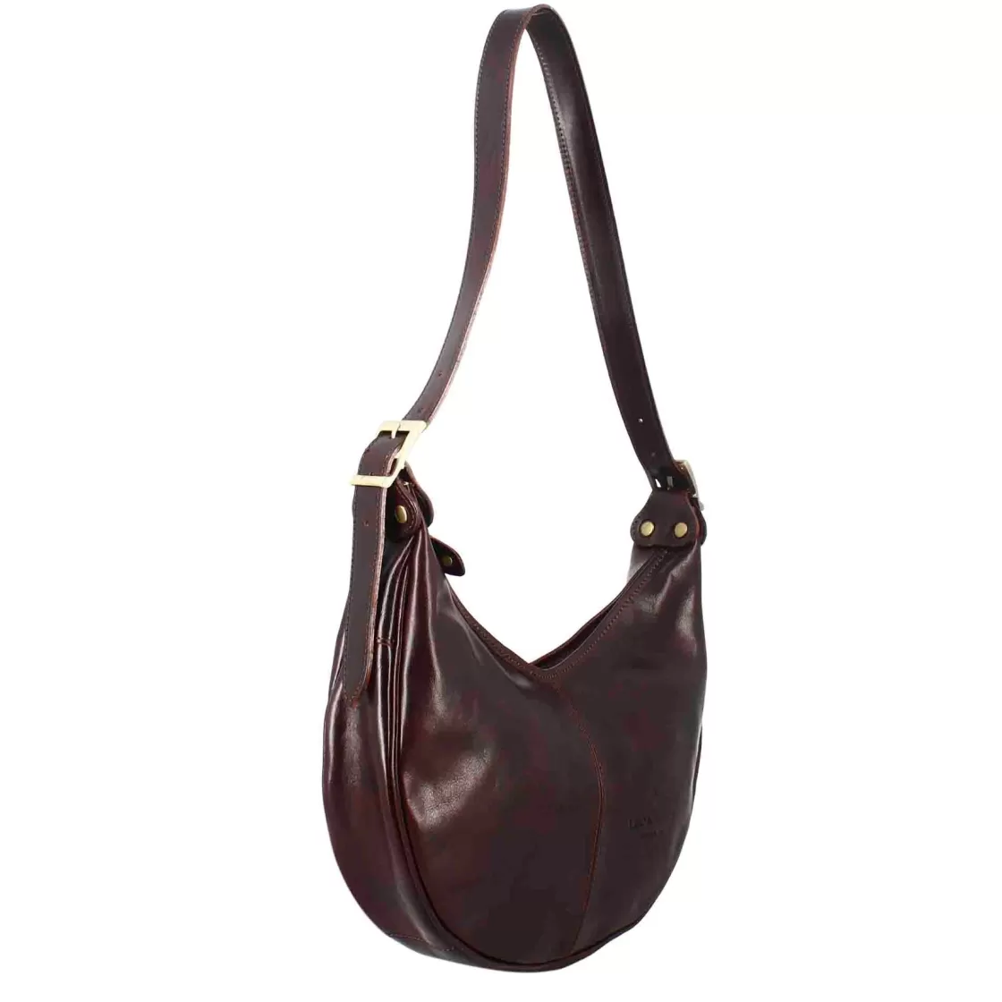 Fashion Leonardo Shoes Borsa Shopper City Da Donna Classica In Pelle Liscia Colore Marrone Scuro