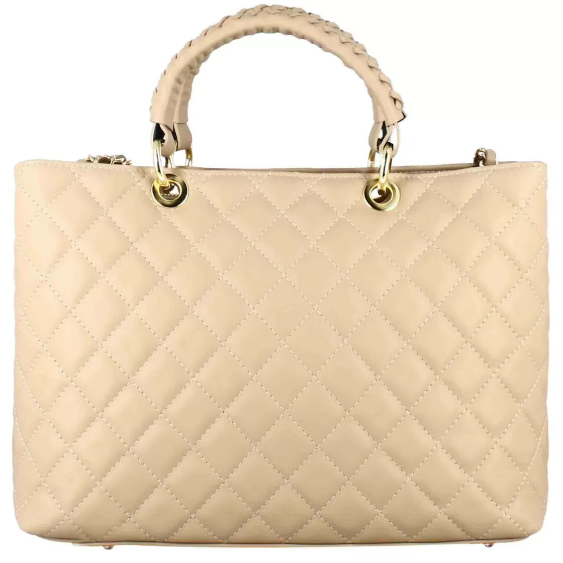 Outlet Leonardo Shoes Borsa Shopper Vanity Con Tracolla In Pelle Trapuntata Colore Beige