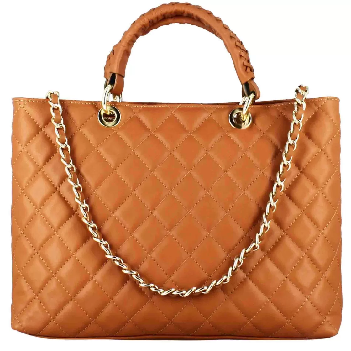 Outlet Leonardo Shoes Borsa Shopper Vanity Con Tracolla In Pelle Trapuntata Colore Marrone