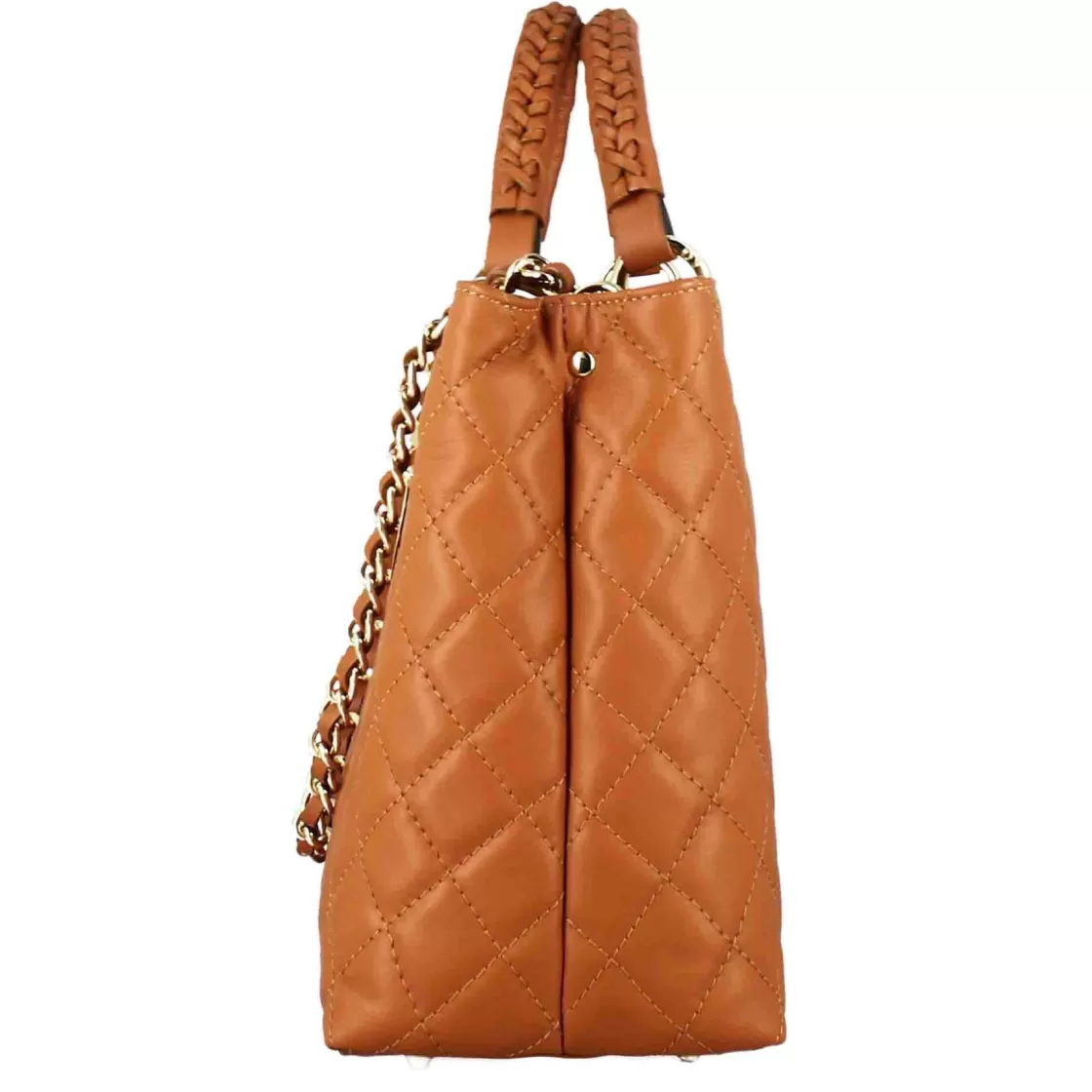 Outlet Leonardo Shoes Borsa Shopper Vanity Con Tracolla In Pelle Trapuntata Colore Marrone