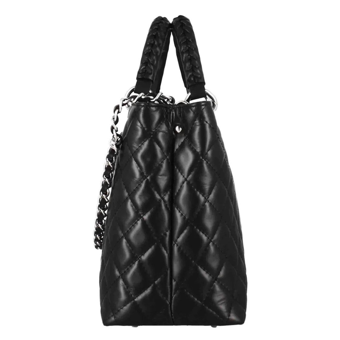 Outlet Leonardo Shoes Borsa Shopper Vanity Con Tracolla In Pelle Trapuntata Colore Nero