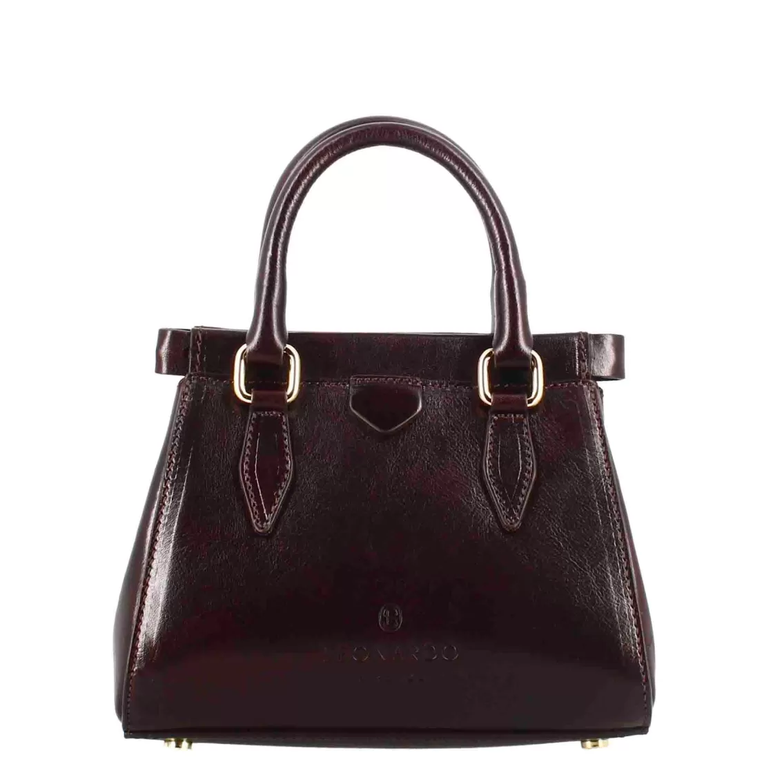 Outlet Leonardo Shoes Borsetta A Mano Fiorenza In Pelle Con Tracolla Rimovibile Colore Marrone Scuro