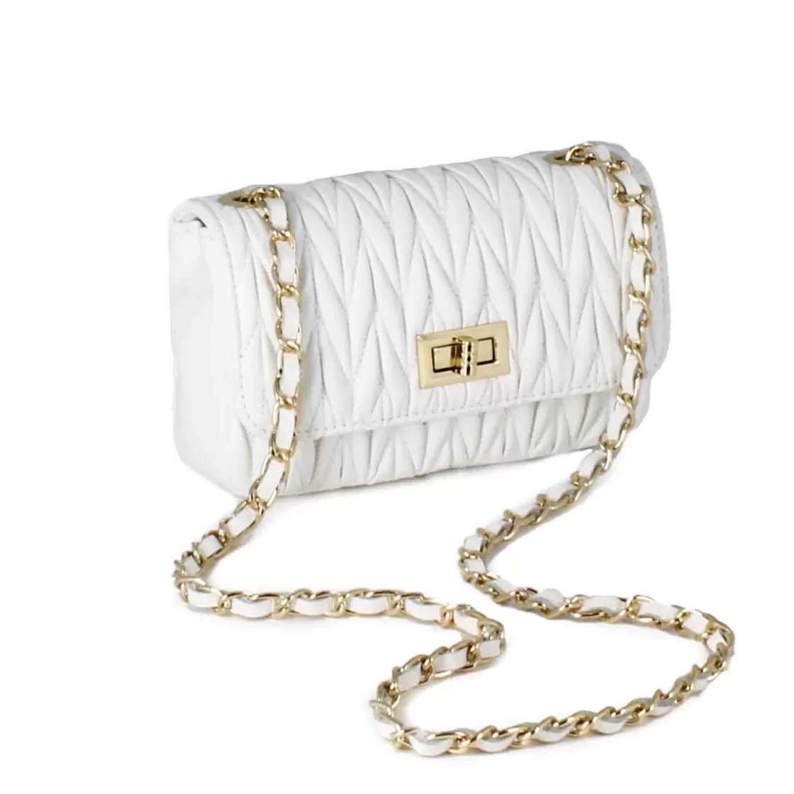 Online Leonardo Shoes Borsetta Da Donna In Pelle Colore Con Tracolla Gioiello Bianco