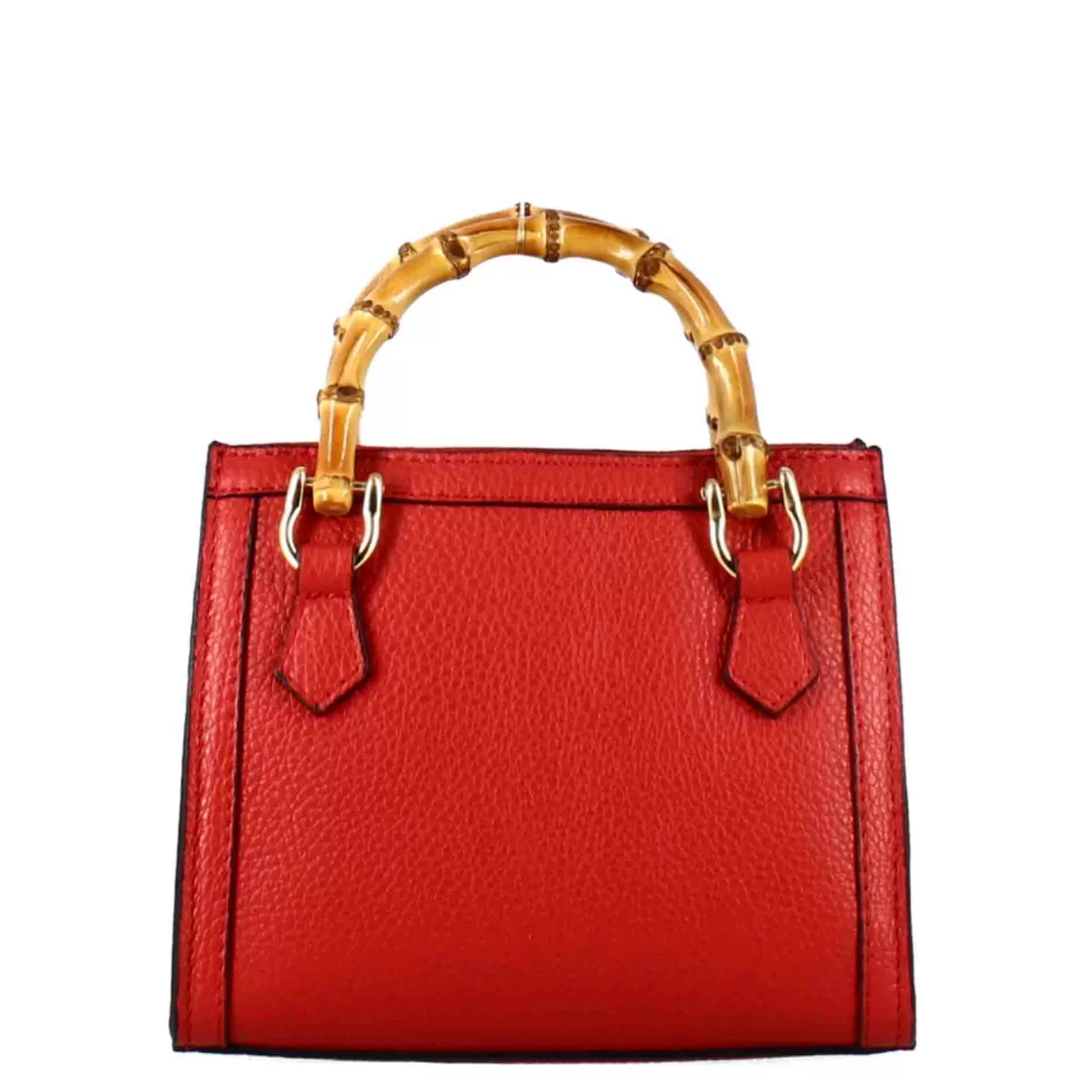 Sale Leonardo Shoes Borsetta Mini Bamboo Da Donna In Pelle Colore Con Manici In Legno E Tracolla Rosso