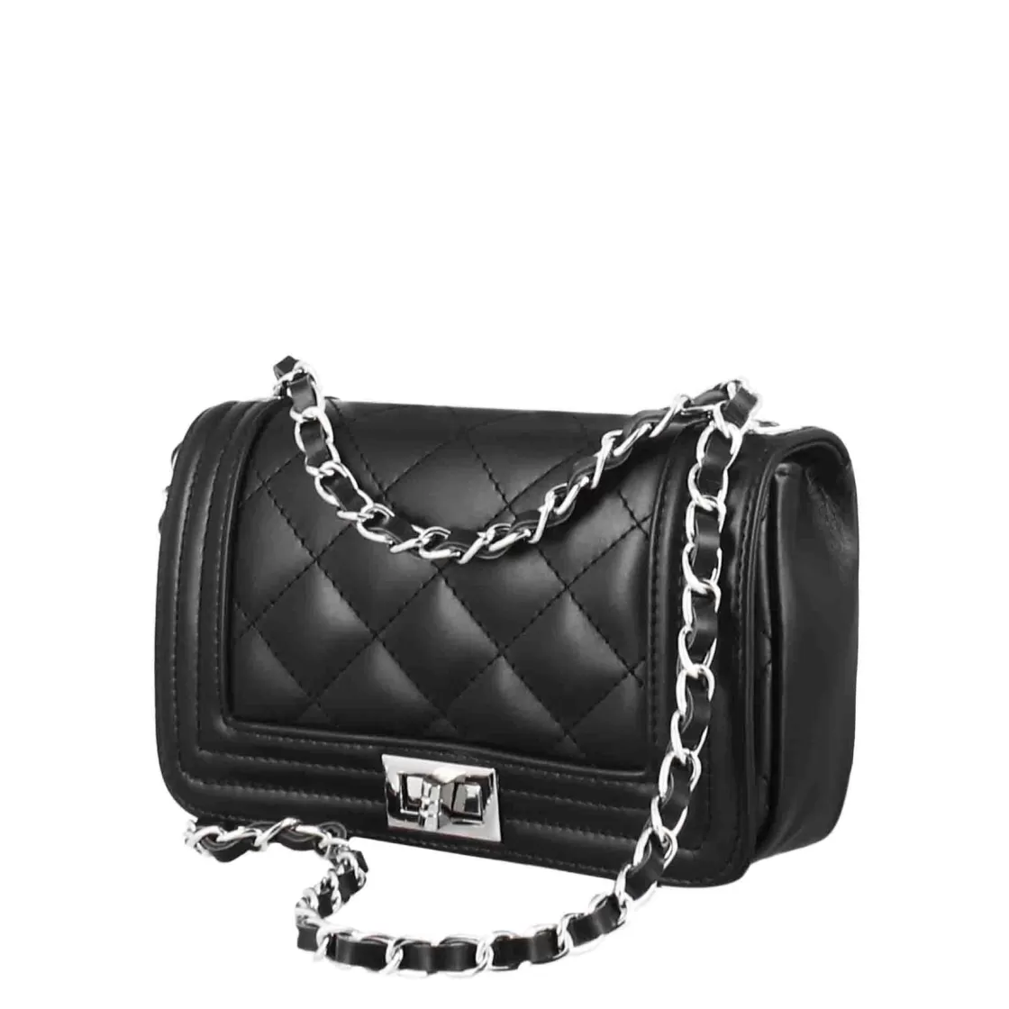 Hot Leonardo Shoes Borsetta Timeless A Tracolla In Pelle Trapuntata Colore Nero