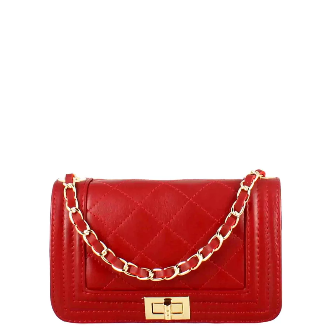 Online Leonardo Shoes Borsetta Timeless A Tracolla In Pelle Trapuntata Colore Rosso