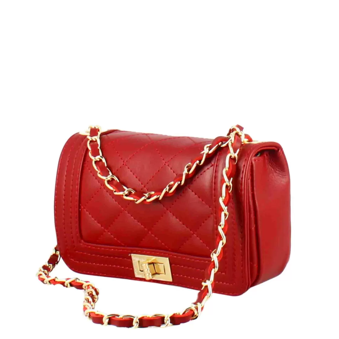 Online Leonardo Shoes Borsetta Timeless A Tracolla In Pelle Trapuntata Colore Rosso
