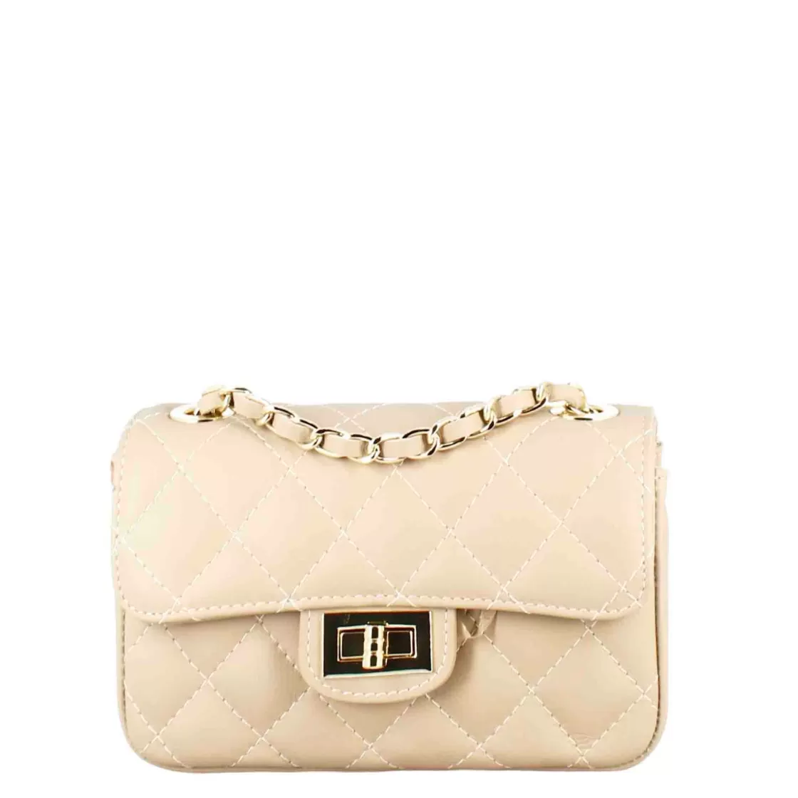 New Leonardo Shoes Borsetta Vanity A Tracolla In Pelle Trapuntata Colore Beige