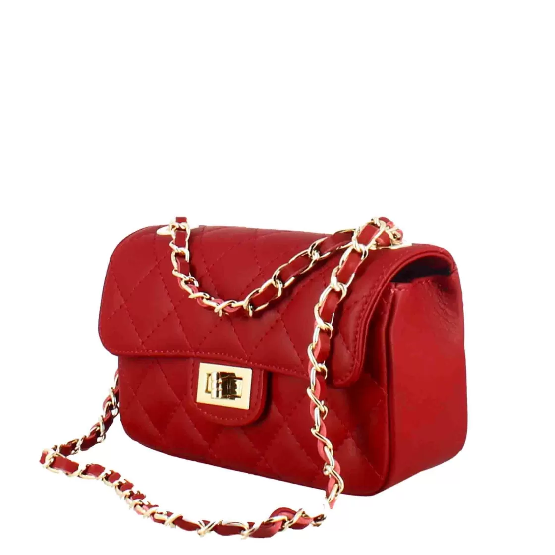 Discount Leonardo Shoes Borsetta Vanity A Tracolla In Pelle Trapuntata Colore Rosso