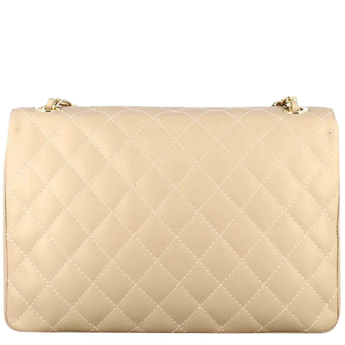Online Leonardo Shoes Borsetta Vanity Grande A Tracolla In Pelle Trapuntata Colore Beige