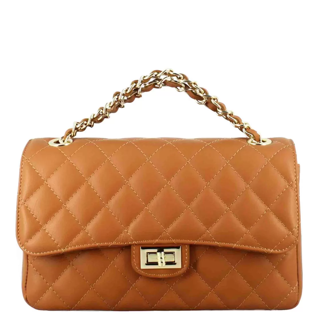 Fashion Leonardo Shoes Borsetta Vanity Media A Tracolla In Pelle Trapuntata Colore Marrone