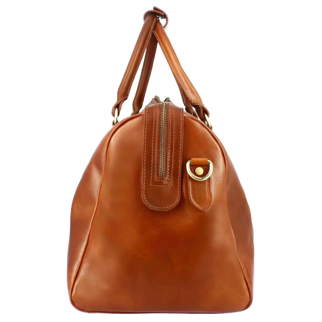 Outlet Leonardo Shoes Borsone Da Viaggio In Pelle Colore Con Tracolla Marrone