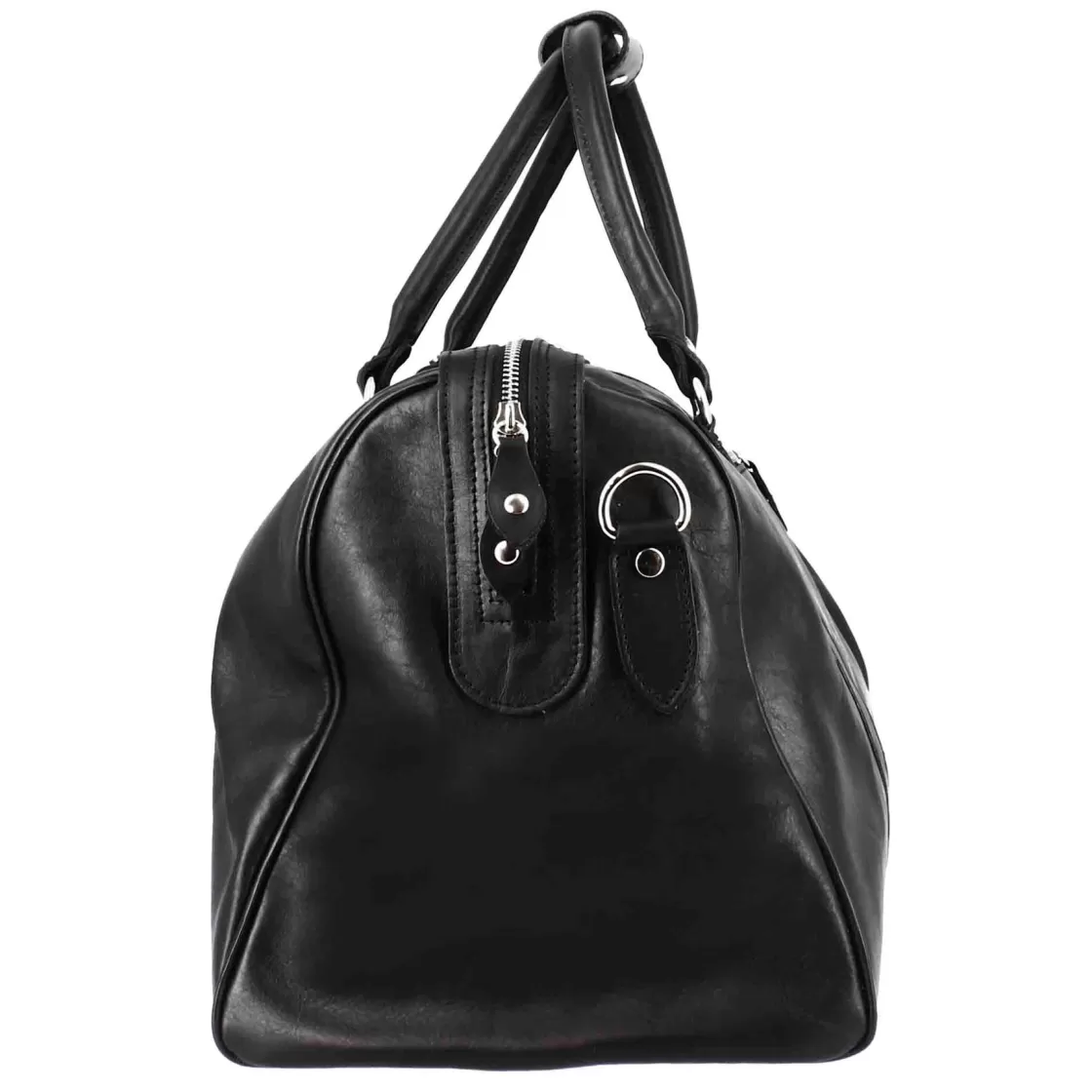 Outlet Leonardo Shoes Borsone Da Viaggio In Pelle Colore Con Tracolla Nero