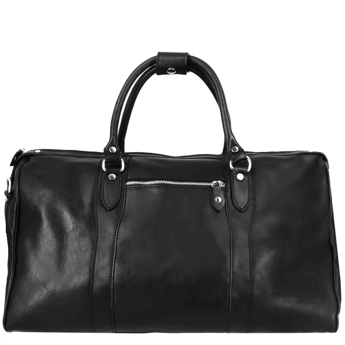 Outlet Leonardo Shoes Borsone Da Viaggio In Pelle Colore Con Tracolla Nero