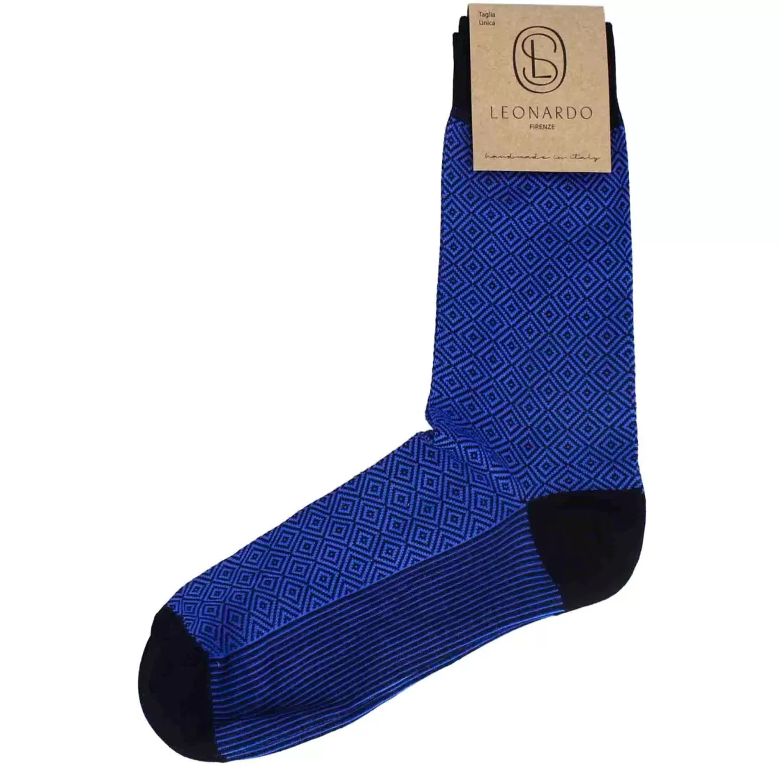 Cheap Leonardo Shoes Calzini Da Uomo In Cotone Colore Elettrico Con Fantasia Colore Nero Blu