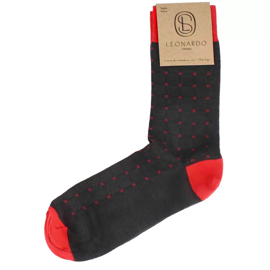 Flash Sale Leonardo Shoes Calzini Da Uomo In Cotone Colore Con Fantasia Colore Rosso Grigio